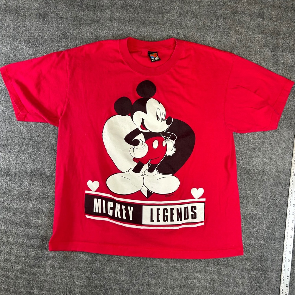Mickey Unlimited Legends Graphic T-Shirt Red Vintage Style Disney Mens Large